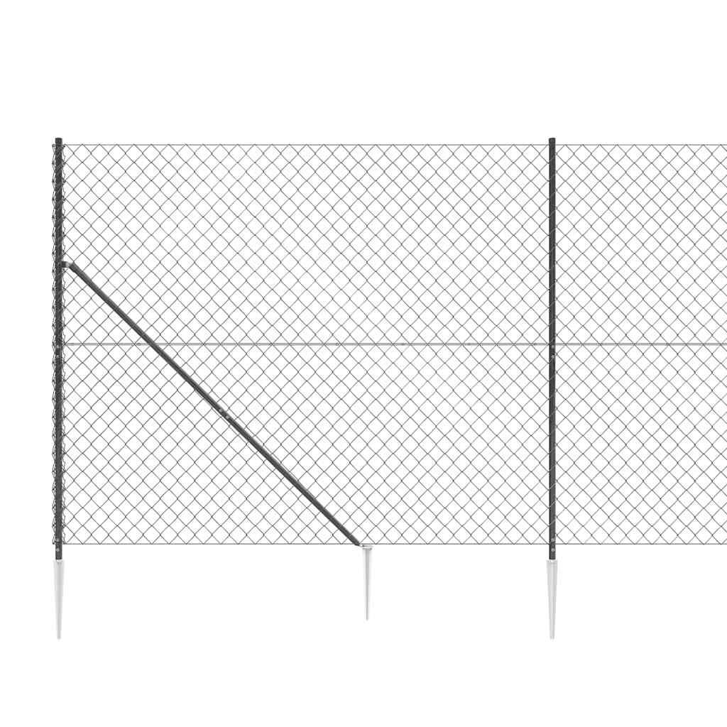 Chain Link Fence with Spike Anchors Anthracite 2x25 m