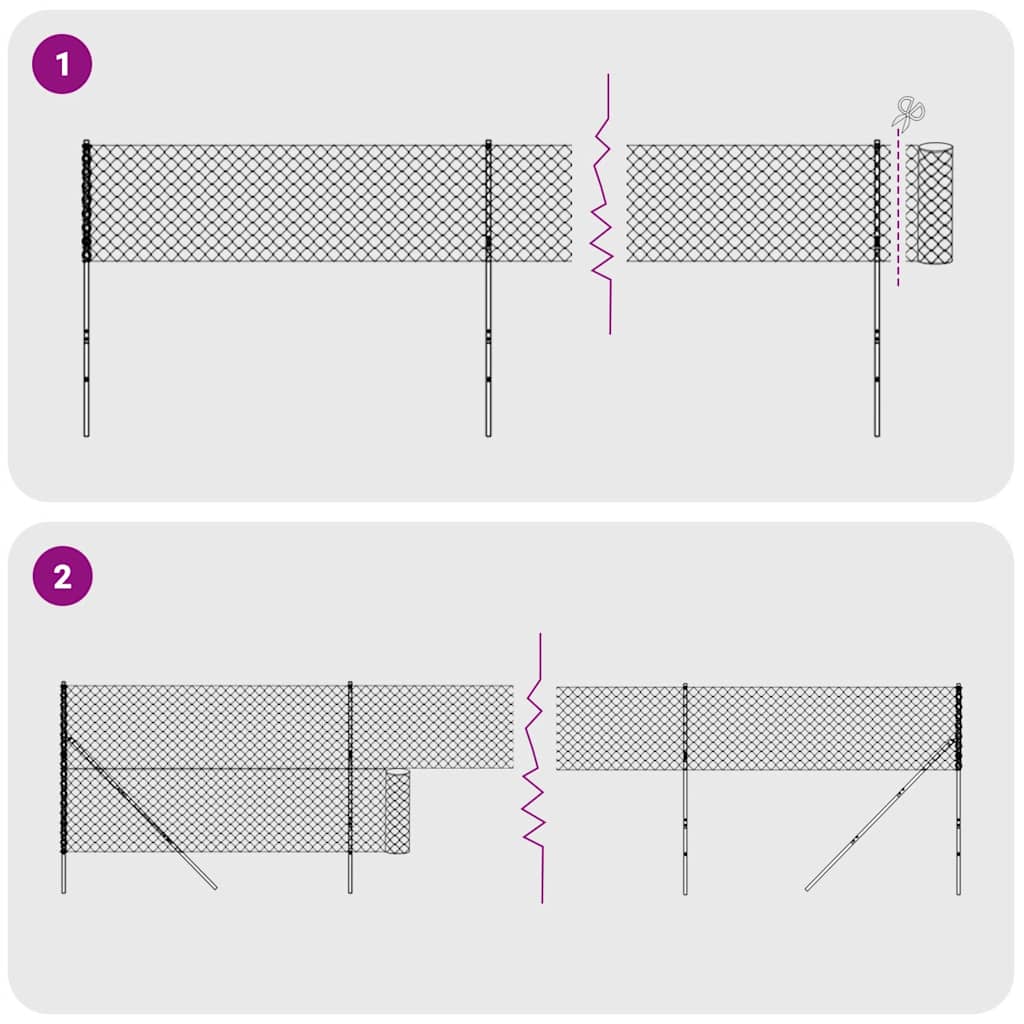 Chain Link Fence with Spike Anchors Anthracite 2.2x25 m
