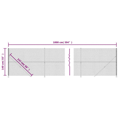 Chain Link Fence with Flange Anthracite 1.4x10 m
