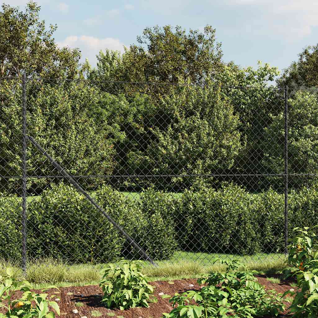 Chain Link Fence with Flange Anthracite 1.4x10 m