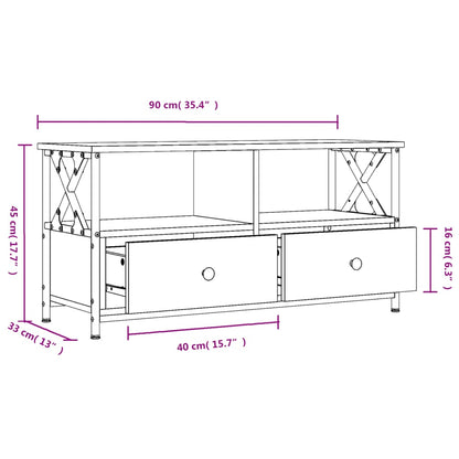 TV Cabinet Grey Sonoma 90x33x45 cm Engineered Wood&Iron