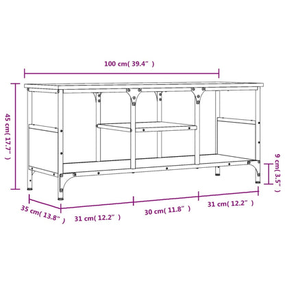 TV Cabinet Sonoma Oak 100x35x45 cm Engineered Wood&Iron