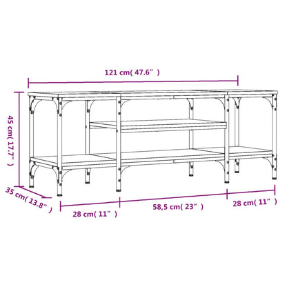 TV Cabinet Smoked Oak 121x35x45 cm Engineered Wood&Iron