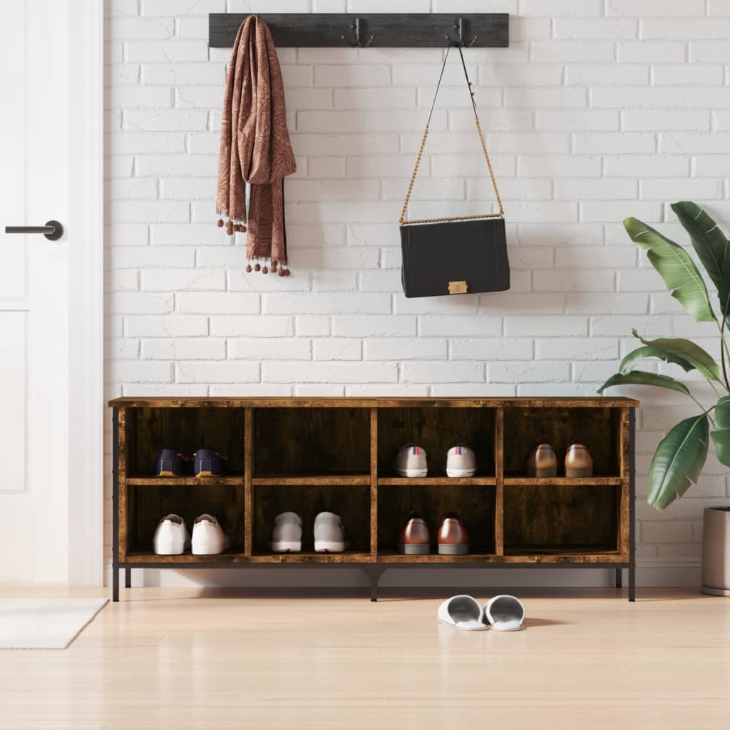 Shoe Cabinet Smoked Oak 8 compartments