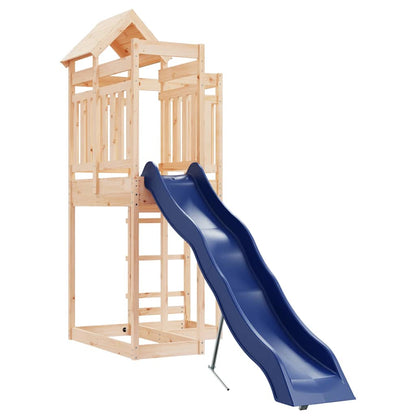 Outdoor Playset | Natural Wood, Blue | Solid Pine Wood, Polypropylene