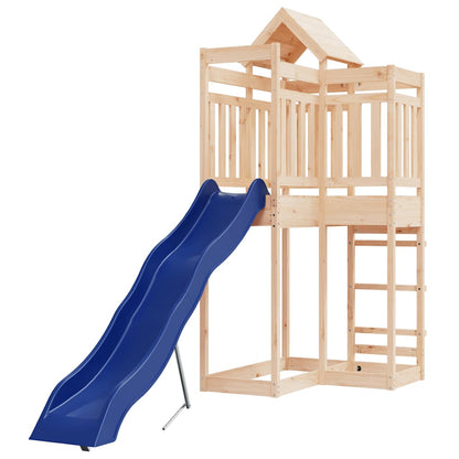 Outdoor Playset | Natural Wood, Blue | Solid Pine Wood, Polypropylene