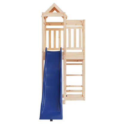 Outdoor Playset | Natural Wood, Blue | Solid Pine Wood, Polypropylene