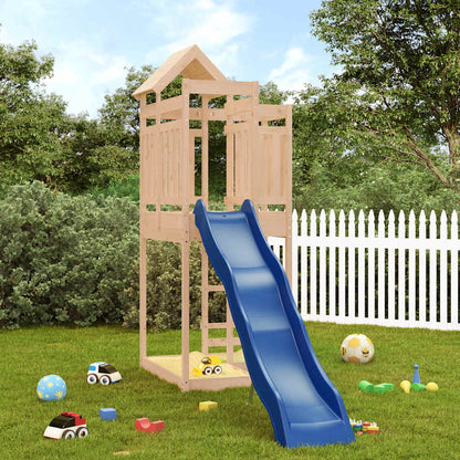 Outdoor Playset | Natural Wood, Blue | Solid Pine Wood, Polypropylene