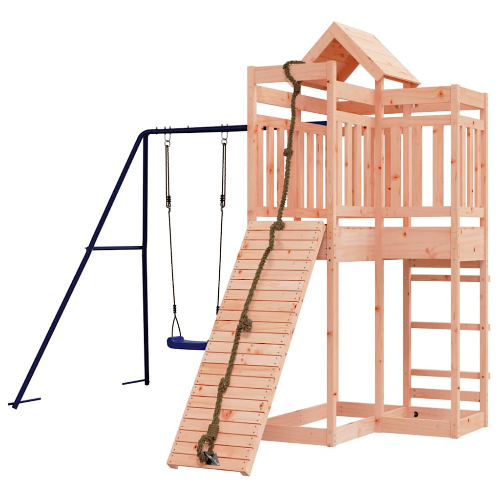 Outdoor Playset | Wood Brown, Blue | Solid Douglas wood, Polypropylene