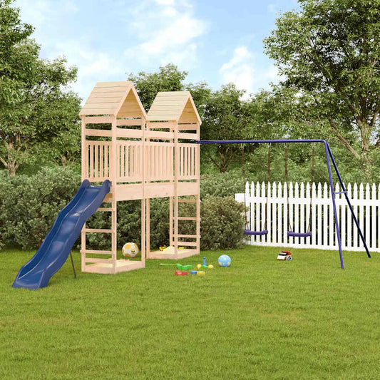 Outdoor Playset | Natural Wood | Solid Pine Wood | Large