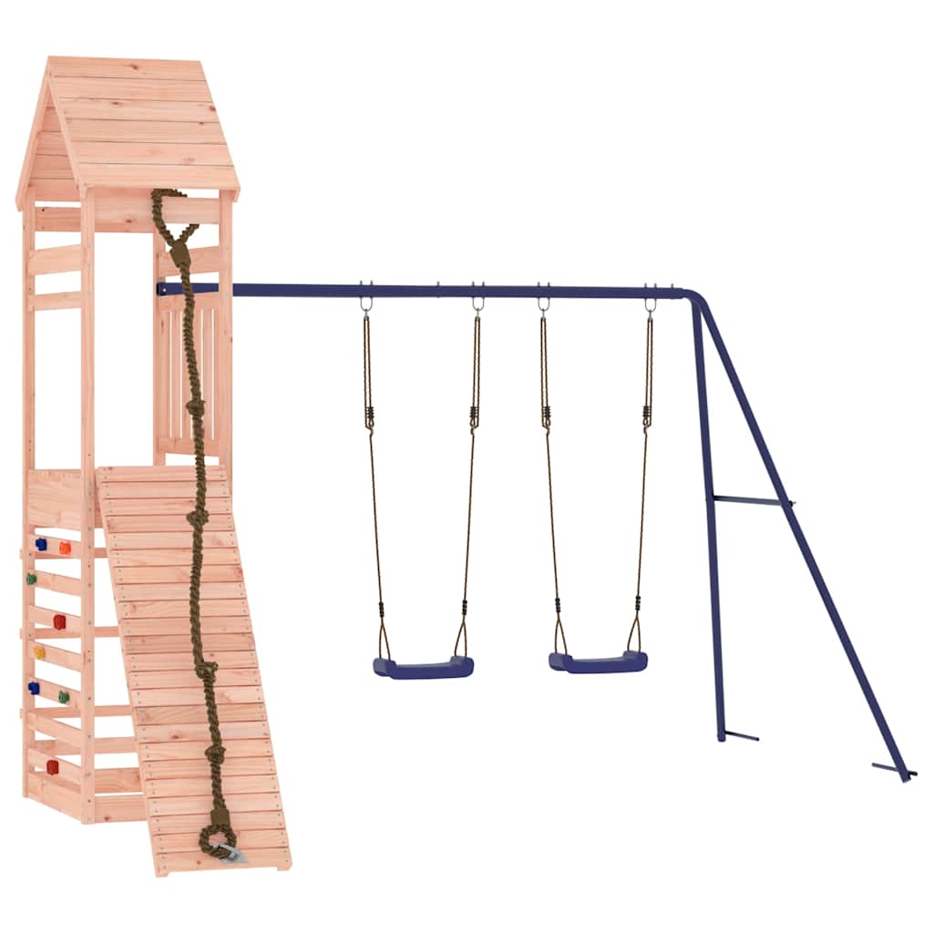 Outdoor Playset | Natural wood and blue | Solid Douglas Fir wood | Large