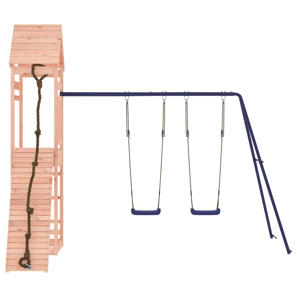 Outdoor Playset | Natural wood and blue | Solid Douglas Fir wood | Large