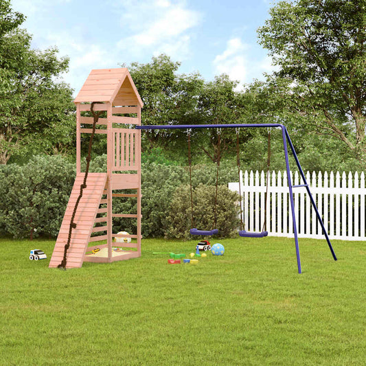 Outdoor Playset | Natural wood and blue | Solid Douglas Fir wood | Large