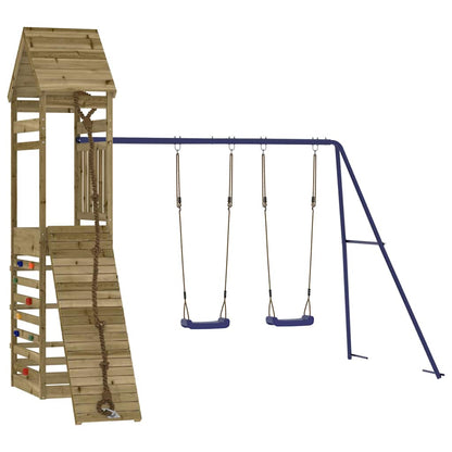 Outdoor Playset | Blue, Natural Wood
