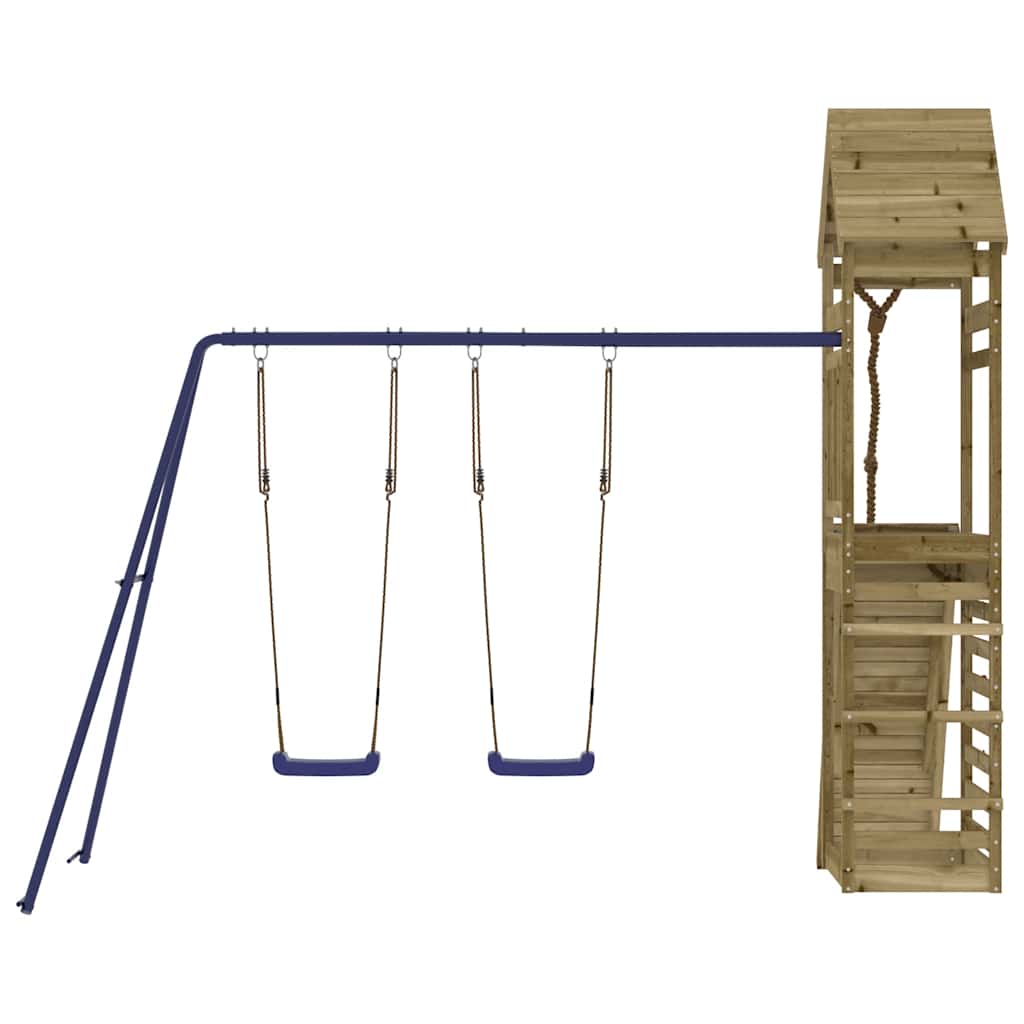 Outdoor Playset | Blue, Natural Wood