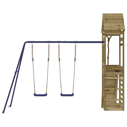 Outdoor Playset | Blue, Natural Wood