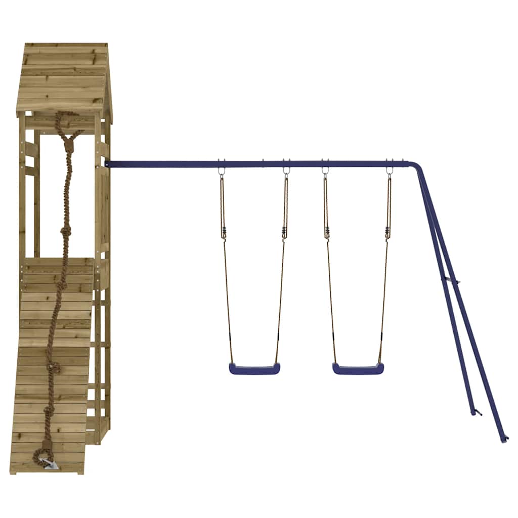 Outdoor Playset | Blue, Natural Wood