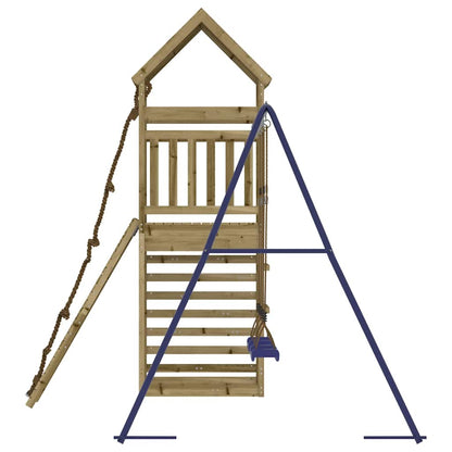 Outdoor Playset | Blue, Natural Wood
