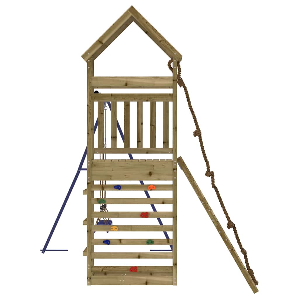 Outdoor Playset | Blue, Natural Wood