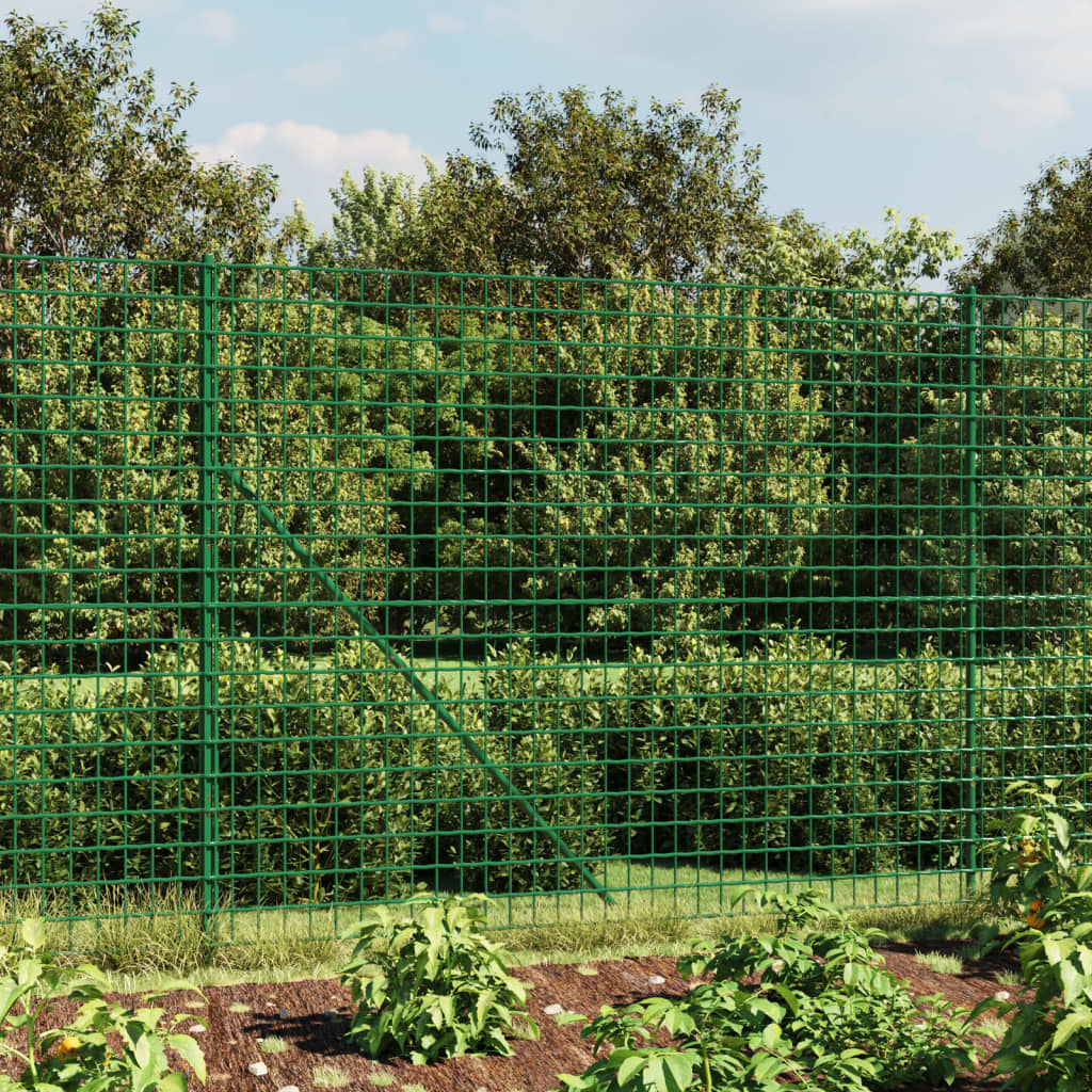 Wire Mesh Fence with Spike Anchors Green 1.4x10 m