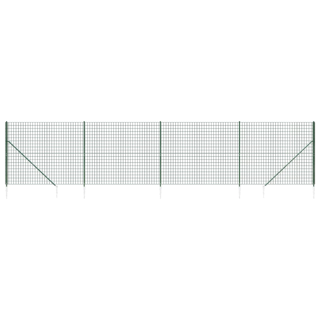 Wire Mesh Fence with Spike Anchors Green 2.2x10 m