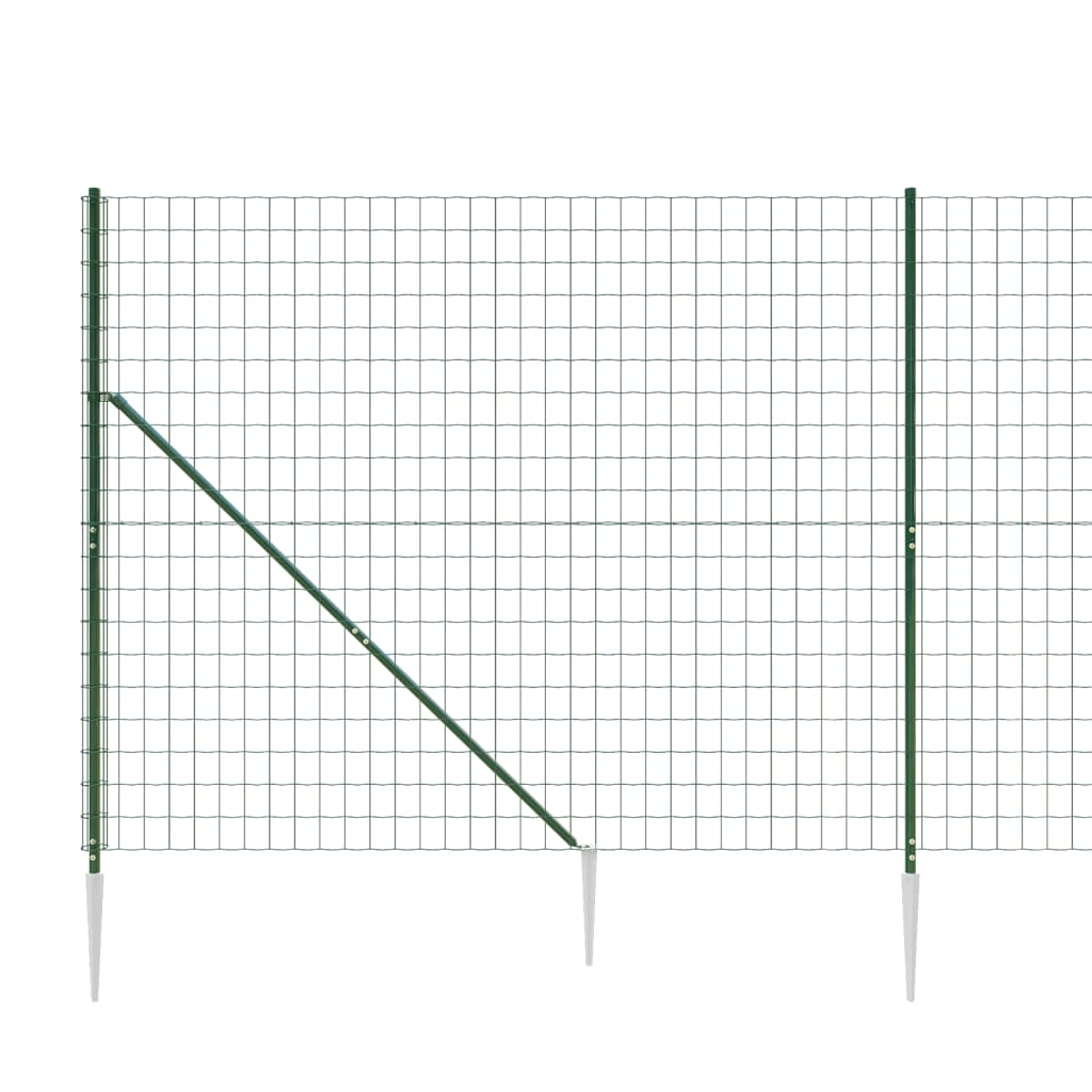Wire Mesh Fence with Spike Anchors Green 2.2x10 m