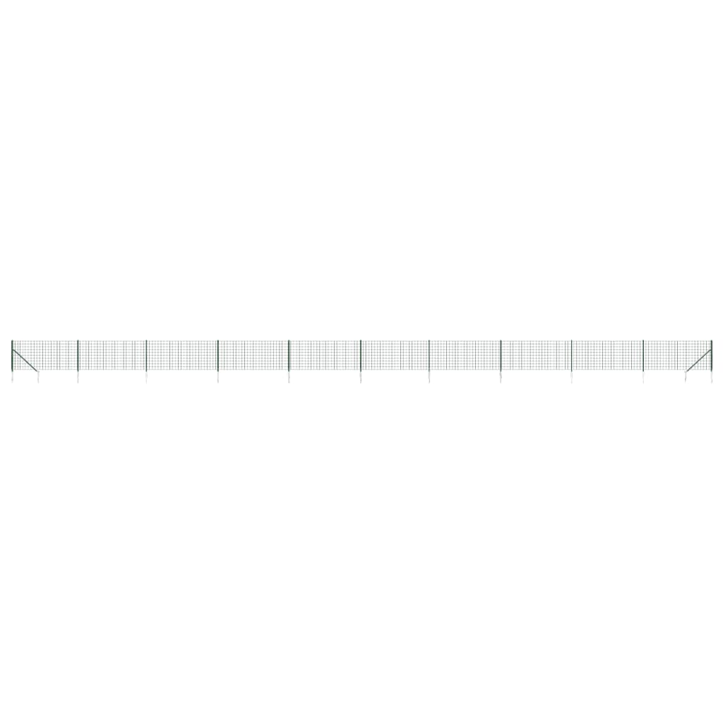 Wire Mesh Fence with Spike Anchors Green 1.1x25 m
