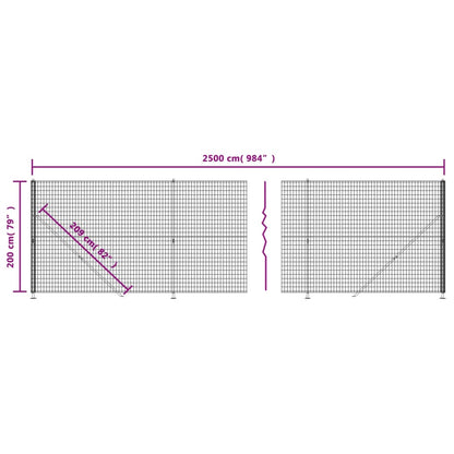 Wire Mesh Fence with Flange Green 2x25 m