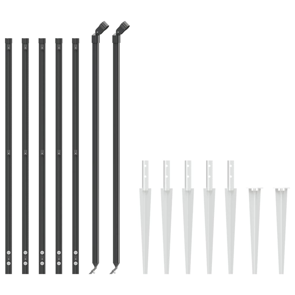 Wire Mesh Fence with Spike Anchors Anthracite 0.8x10 m