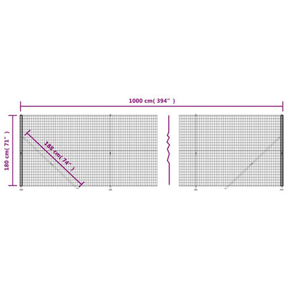 Wire Mesh Fence with Flange Anthracite 1.8x10 m