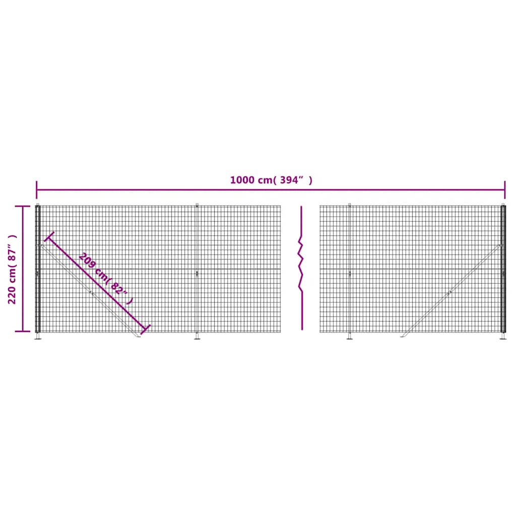 Wire Mesh Fence with Flange Anthracite 2.2x10 m
