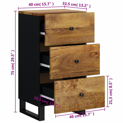 Sideboard with 3 Drawers 40x33.5x75 cm Solid Wood Mango