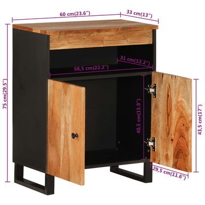 Sideboard with 2 Doors 60x33x75 cm Solid Wood Acacia