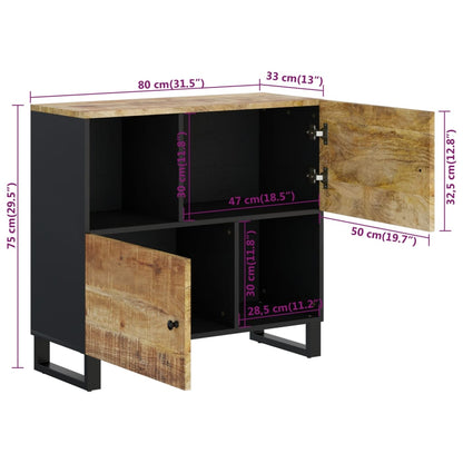Sideboard with 2 Doors 80x33x75 cm Solid Wood Mango