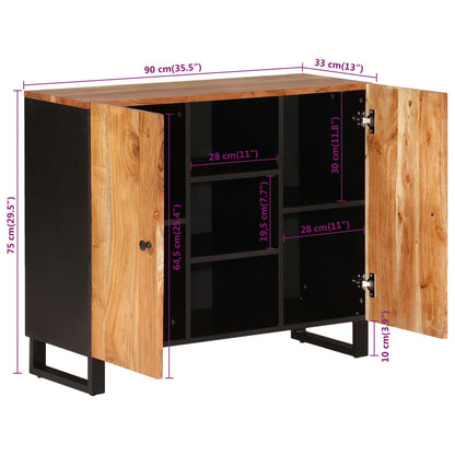 Sideboard with 2 Doors 90x33x75 cm Solid Wood Acacia