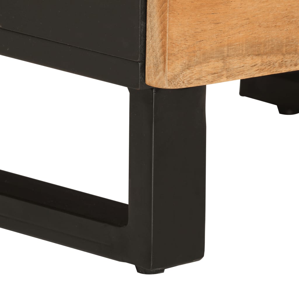 Highboard with 3 Doors 40x33x110 cm Solid Wood Acacia&Iron