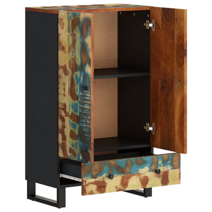 Highboard with Drawer 60x33x100 cm Solid Wood Reclaimed&Iron