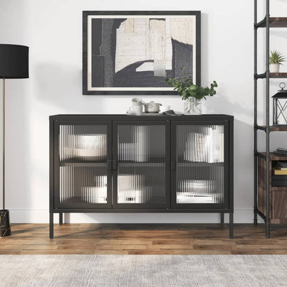Sideboard Black 105x35x70 cm Glass and Steel