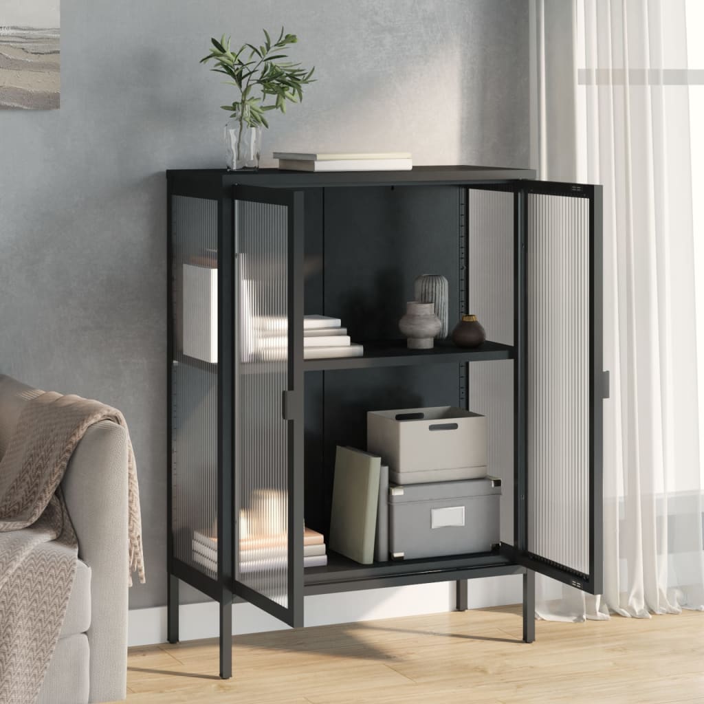 Sideboard Black 75x35x105 cm Glass and Steel