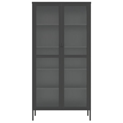 Highboard Black 85x40x180 cm Glass and Steel