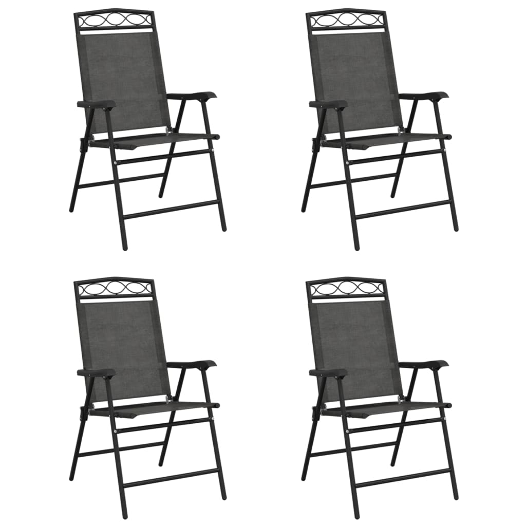 Garden Chair | Set of 4 | Melange Grey | Textilene fabric, Steel