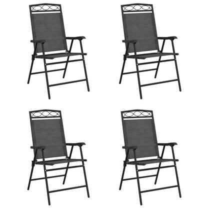 Garden Chair | Set of 4 | Melange Grey | Textilene fabric, Steel