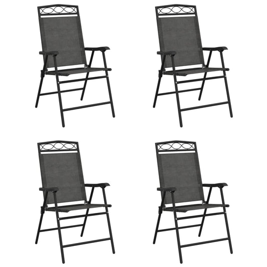 Garden Chair | Set of 4 | Melange Grey | Textilene fabric, Steel