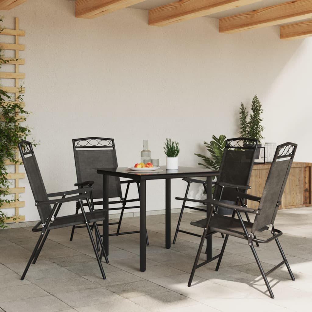 Garden Chair | Set of 4 | Melange Grey | Textilene fabric, Steel