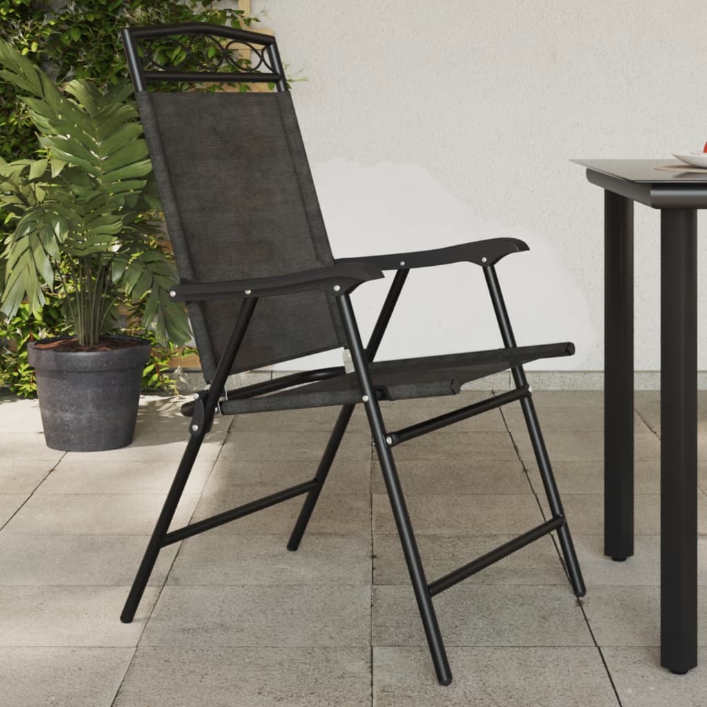 Garden Chair | Set of 4 | Melange Grey | Textilene fabric, Steel