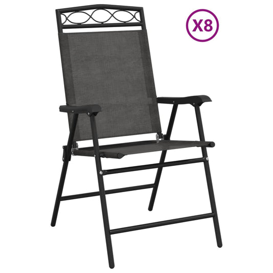 Garden Chair | Set of 8 | Melange Grey | Textilene fabric, Steel