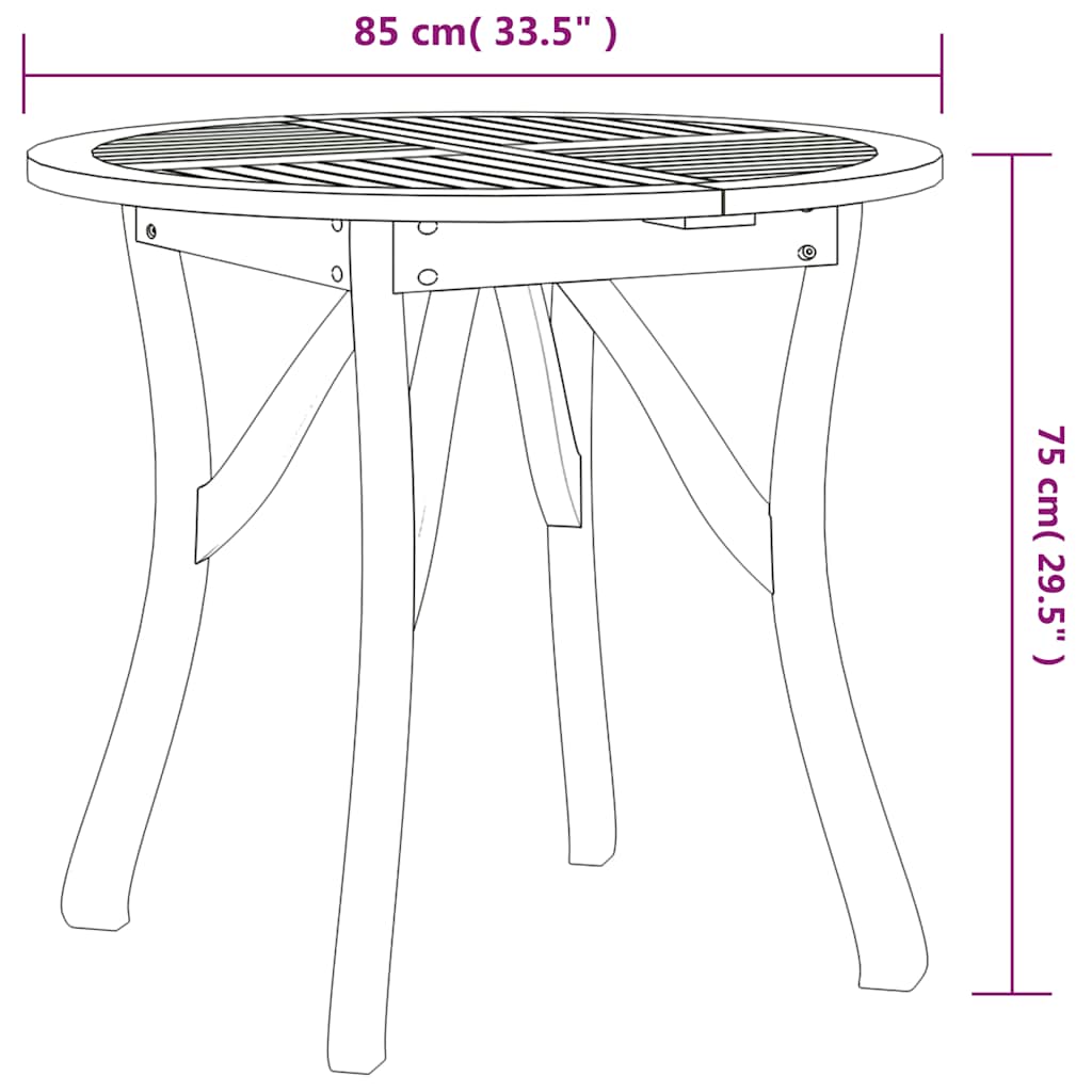 3 Piece Garden Dining Set Solid Wood Acacia