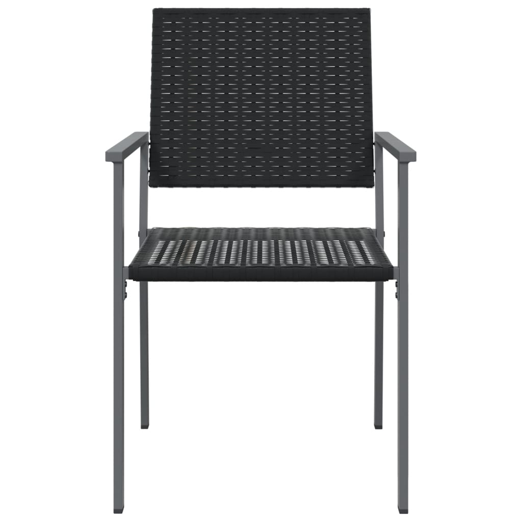 Garden Chair | Set of 2 | Black | PE rattan, powder-coated steel