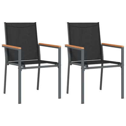 Garden Chair | Set of 2 | Black | Textilene, powder-coated steel | Medium