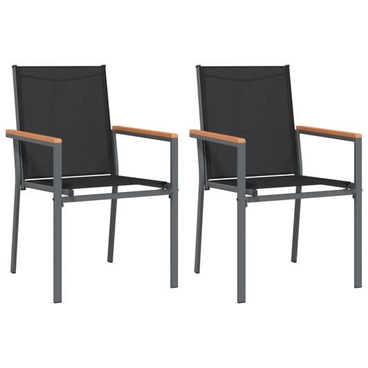 Garden Chair | Set of 2 | Black | Textilene, powder-coated steel | Medium